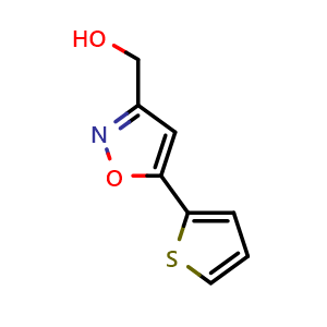 Chemical structure of [5-(Thiophen-2-yl)-1,2-oxazol-3-yl]methanol , CAS 194491-44-6, AChemBlock W159082