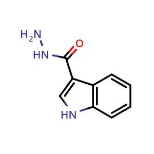 Chemical structure of 1H-Indole-3-carboxylic acid hydrazide , CAS 15317-58-5, AChemBlock W159086