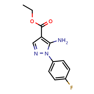 Chemical structure of Ethyl 5-amino-1-(4-fluorophenyl)-1H-pyrazole-4-carboxylate , CAS 138907-68-3, AChemBlock W159093