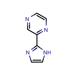 Chemical structure of 2-(1H-Imidazol-2-yl)pyrazine , CAS 119165-68-3, AChemBlock W159100