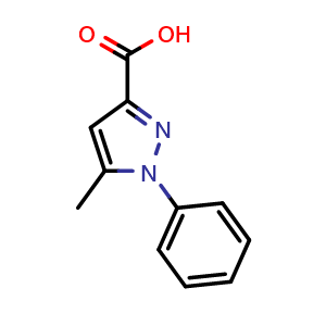 Chemical structure of 5-Methyl-1-phenyl-1H-pyrazole-3-carboxylic acid , CAS 10199-57-2, AChemBlock W159119