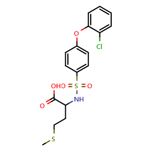 Chemical structure of 2-[[4-(2-Chlorophenoxy)phenyl]sulfonylamino]-4-methylsulfanylbutanoic acid , CAS 1009715-74-5, AChemBlock W159123