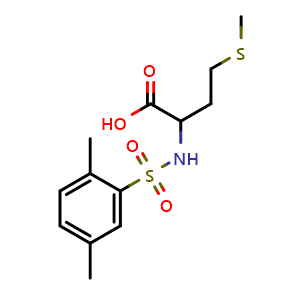 Chemical structure of 2-(2,5-Dimethylbenzenesulfonamido)-4-(methylsulfanyl)butanoic acid , CAS 1008965-15-8, AChemBlock W159127
