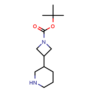 Chemical structure of tert-Butyl 3-(piperidin-3-yl)azetidine-1-carboxylate , CAS 1251006-73-1, AChemBlock W159156