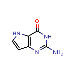 Chemical structure of 2-Amino-3,5-dihydro-4H-pyrrolo[3,2-d]pyrimidin-4-one , CAS 65996-58-9, AChemBlock W159159