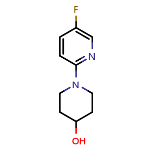 Chemical structure of 1-(5-Fluoropyridin-2-yl)piperidin-4-ol , CAS 1247792-84-2, AChemBlock W159179