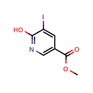 Chemical structure of Methyl 6-hydroxy-5-iodonicotinate , CAS 885950-46-9, AChemBlock W159198