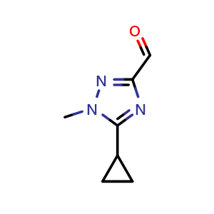 Chemical structure of 5-Cyclopropyl-1-methyl-1H-1,2,4-triazole-3-carbaldehyde , CAS 877133-27-2, AChemBlock W159254