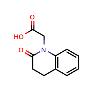 Chemical structure of 2-(2-Oxo-3,4-dihydroquinolin-1(2H)-yl)acetic acid , CAS 81745-21-3, AChemBlock W159280