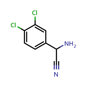 Chemical structure of 2-Amino-2-(3,4-dichlorophenyl)acetonitrile , CAS 91481-25-3, AChemBlock W159283