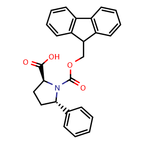 Chemical structure of (2S,5S)-1-(((9H-Fluoren-9-yl)methoxy)carbonyl)-5-phenylpyrrolidine-2-carboxylic acid , CAS 1219953-60-2, AChemBlock W159286