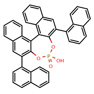 Chemical structure of (11bR)-4-hydroxy-2,6-di(naphthalen-1-yl)dinaphtho[2,1-d:1',2'-f][1,3,2]dioxaphosphepine 4-oxide , CAS 864943-23-7, AChemBlock W159302