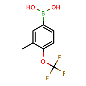 Chemical structure of 3-Methyl-4-trifluoromethoxybenzeneboronic acid , CAS 871362-79-7, AChemBlock W159311