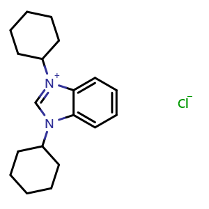 Chemical structure of 1,3-Dicyclohexylbenzimidazolium chloride , CAS 1034449-15-4, AChemBlock W159329