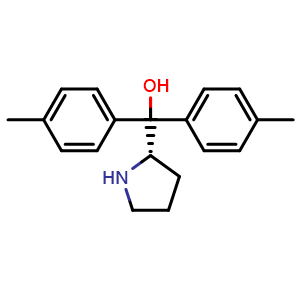 Chemical structure of (S)-Pyrrolidin-2-yldi-p-tolylmethanol , CAS 131180-52-4, AChemBlock W159363