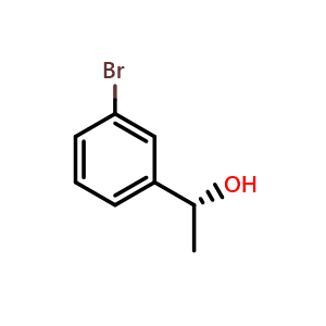 Chemical structure of (R)-1-(3'-Bromophenyl)ethanol , CAS 134615-24-0, AChemBlock W159368