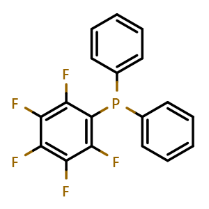 Chemical structure of (Pentafluorophenyl)diphenylphosphine , CAS 5525-95-1, AChemBlock W159373