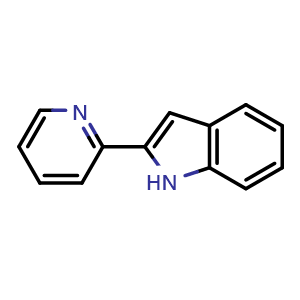 Chemical structure of 2-(2-Pyridyl)indole , CAS 13228-40-5, AChemBlock W159393