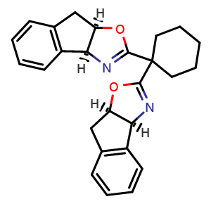Chemical structure of (3aS,3a'S,8aR,8a'R)-2,2'-Cyclohexylidenebis[8,8a-dihydro-3aH-indeno[1,2-d]oxazole] , CAS 182122-13-0, AChemBlock W159457