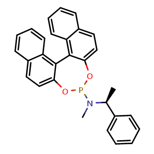 Chemical structure of (11br)-n-methyl-n-[(s)-1-phenylethyl]-dinaphtho[2,1-d:1',2'-f][1,3,2]dioxaphosphepin-4-amine , CAS 874221-90-6, AChemBlock W159467