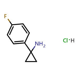 Chemical structure of 1-(4-Fluorophenyl)cyclopropanamine hydrochloride , CAS 1134524-25-6, AChemBlock W159503