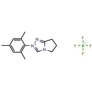 Chemical structure of 6,7-Dihydro-2-(2,4,6-trimethylphenyl)-5HPyrrolo[2,1-c]-1,2,4-triazolium tetrafluoroborate , CAS 862893-80-9, AChemBlock W159512