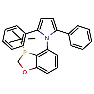 Chemical structure of (R)-1-(3-(tert-butyl)-2,3-dihydrobenzo[d][1,3]oxaphosphol-4-yl)-2,5-diphenyl-1H-pyrrole , CAS 1884457-40-2, AChemBlock W159516
