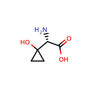 Chemical structure of (S)-2-Amino-2-(1-hydroxycyclopropyl)acetic acid , CAS 77448-58-9, AChemBlock W159536