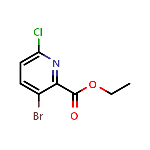 Chemical structure of Ethyl 3-bromo-6-chloropicolinate , CAS 1065074-97-6, AChemBlock W159551