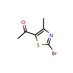 Chemical structure of 1-(2-Bromo-4-methylthiazol-5-yl)ethan-1-one , CAS 1093106-54-7, AChemBlock W159565