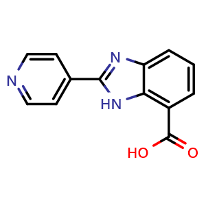 Chemical structure of 2-(Pyridin-4-yl)-1H-benzo[d]imidazole-7-carboxylic acid , CAS 124340-93-8, AChemBlock W159578