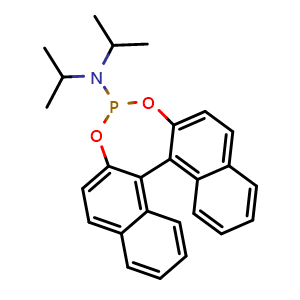 Chemical structure of (11bS)-N,N-Bis(1-methylethyl)dinaphtho[2,1-d:1',2'-f][1,3,2]dioxaphosphepin-4-amine , CAS 185449-85-8, AChemBlock W159586