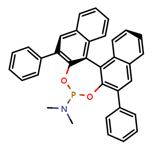 Chemical structure of (11bS)-N,N-Dimethyl-2,6-diphenyldinaphtho[2,1-d:1',2'-f][1,3,2]dioxaphosphepin-4-amine , CAS 185449-88-1, AChemBlock W159587