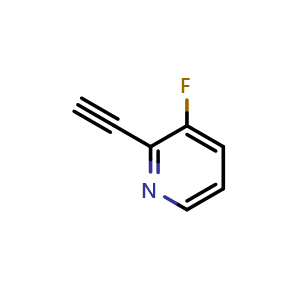 Chemical structure of 2-Ethynyl-3-fluoropyridine , CAS 1401685-43-5, AChemBlock W159590