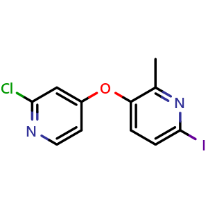 Chemical structure of 3-((2-Chloropyridin-4-yl)oxy)-6-iodo-2-methylpyridine , CAS 1628184-06-4, AChemBlock W159591