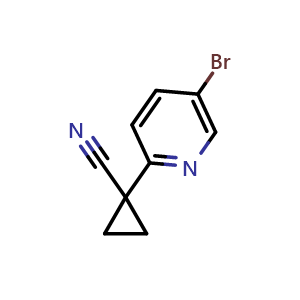 Chemical structure of 1-(5-Bromopyridin-2-yl)cyclopropanecarbonitrile , CAS 827628-15-9, AChemBlock W159592