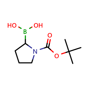 Chemical structure of 1-Boc-pyrrolidine-2-boronic Acid , CAS 149682-75-7, AChemBlock W159596