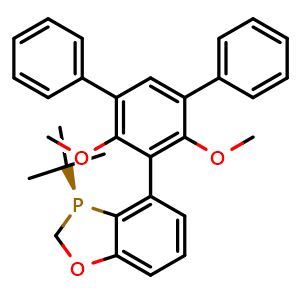 Chemical structure of (S)-3-(tert-Butyl)-4-(4',6'-dimethoxy-[1,1':3',1''-terphenyl]-5'-yl)-2,3-dihydrobenzo[d][1,3]oxaphosphole , CAS 2021201-99-8, AChemBlock W159611