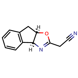 Chemical structure of 2-((3aS,8aR)-3a,8a-dihydro-8H-indeno[1,2-d]oxazol-2-yl)acetonitrile , CAS 175166-50-4, AChemBlock W159620