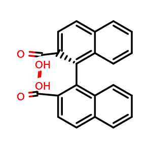 Chemical structure of (R)-1,1'-Binaphthyl-2,2'-dicarboxylic acid , CAS 80703-23-7, AChemBlock W159639