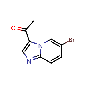 Chemical structure of 1-(6-Bromoimidazo[1,2-a]pyridin-3-yl)ethanone , CAS 30493-41-5, AChemBlock W159655