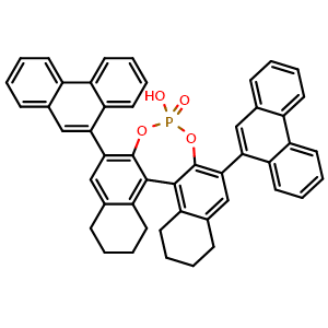 Chemical structure of (11bS)-4-hydroxy-2,6-di(phenanthren-9-yl)-8,9,10,11,12,13,14,15-octahydrodinaphtho[2,1-d:1',2'-f][1,3,2]dioxaphosphepine 4-oxide , CAS 1028416-47-8, AChemBlock W159682