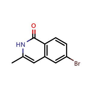 Chemical structure of 6-Bromo-3-methylisoquinolin-1(2H)-one , CAS 872018-40-1, AChemBlock W159684