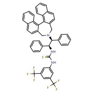 Chemical structure of N-[3,5-Bis(trifluoromethyl)phenyl]-N'-[(1S,2S)-2-[(11bR)-3,5-dihydro-4H-dinaphth[2,1-c:1',2'-e]azepin-4-yl]-1,2-diphenylethyl]thiourea , CAS 1069114-12-0, AChemBlock W159687