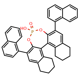 Chemical structure of (11bR)-4-Hydroxy-2,6-di(naphthalen-1-yl)-8,9,10,11,12,13,14,15-octahydrodinaphtho[2,1-d:1',2'-f][1,3,2]dioxaphosphepine 4-oxide , CAS 1242066-20-1, AChemBlock W159697