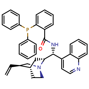 Chemical structure of N-(9R)-Cinchonan-9-yl-2-(diphenylphosphino)benzamide , CAS 1263322-11-7, AChemBlock W159701