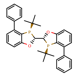 Chemical structure of rel-(2R,2'R,3R,3'R)-3,3'-di-tert-Butyl-4,4'-diphenyl-2,2',3,3'-tetrahydro-2,2'-bibenzo[d][1,3]oxaphosphole , CAS 2301856-53-9, AChemBlock W159703