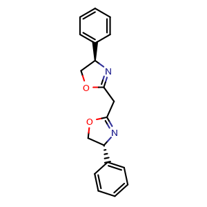 Chemical structure of (4R,4'R)-2,2'-methylenebis[4,5-dihydro-4-phenyloxazole] , CAS 150639-34-2, AChemBlock W159717