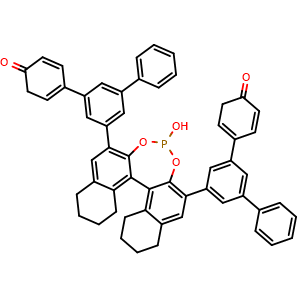Chemical structure of (11bR)-8,9,10,11,12,13,14,15-Octahydro-4-hydroxy-2,6-bis([1,1':3',1''-terphenyl]-5'-yl)-4-oxide-dinaphtho[2,1-d:1',2'-f][1,3,2]dioxaphosphepin , CAS 1569807-15-3, AChemBlock W159718