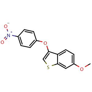 Chemical structure of 6-Methoxy-3-(4-nitrophenoxy)benzo[b]thiophene , CAS 2446042-98-2, AChemBlock W159721